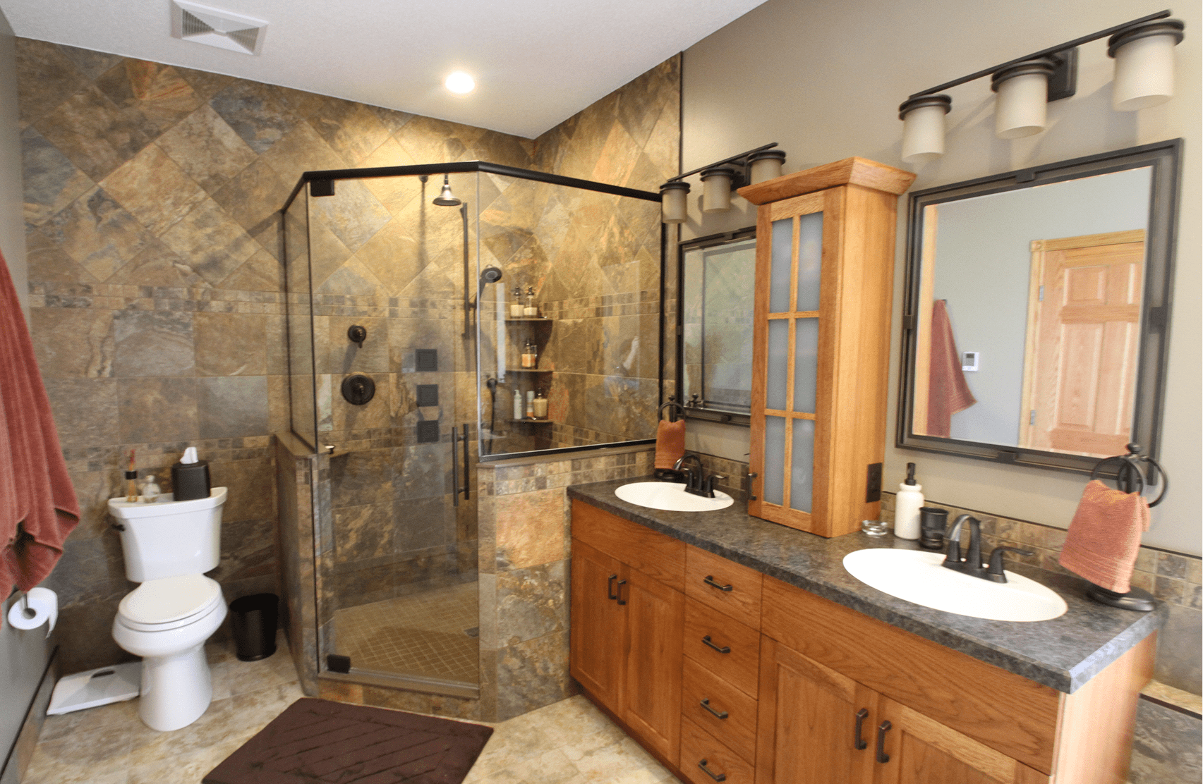 Modern bathroom with glass shower